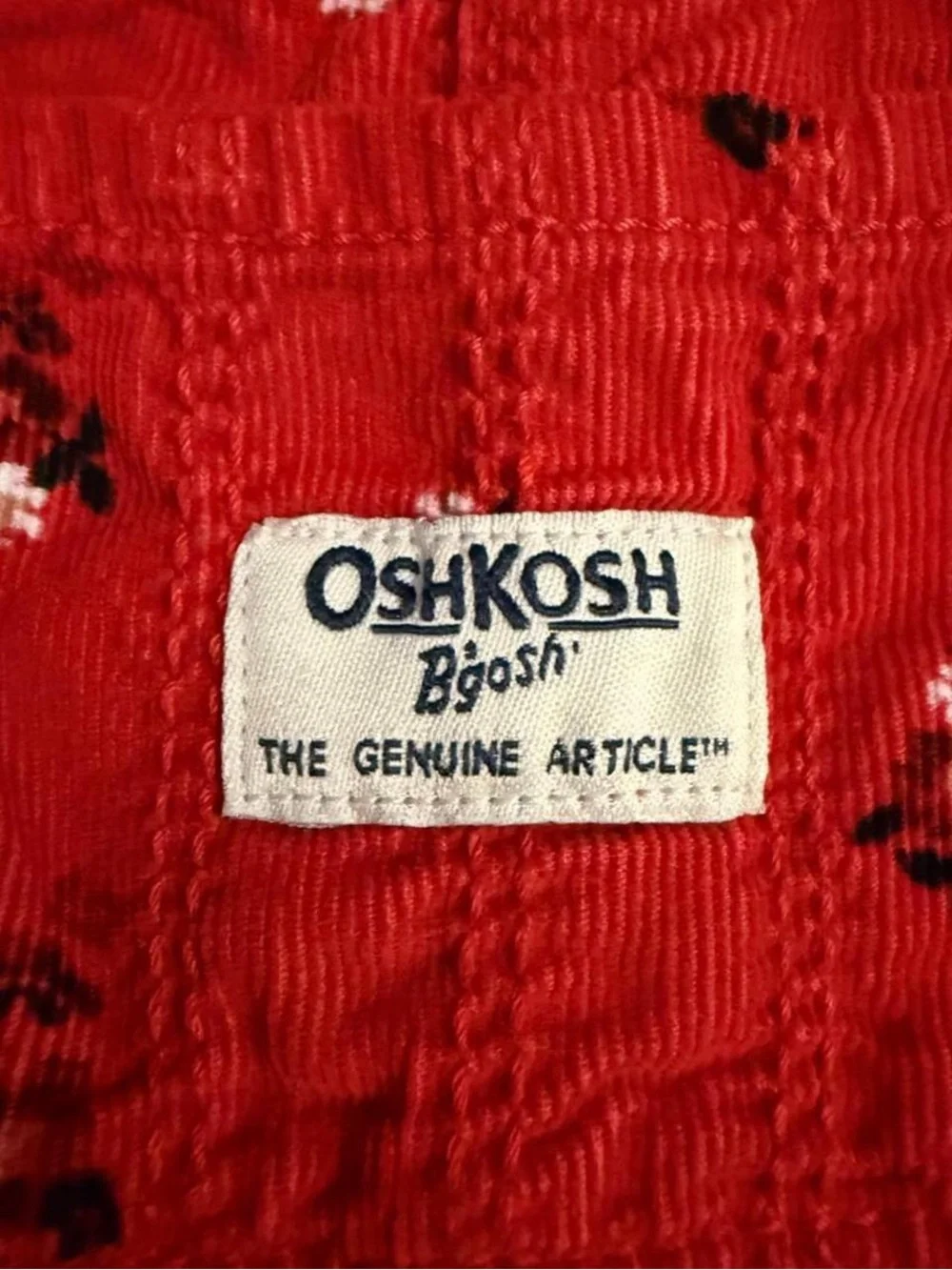 OshKosh B'gosh Bright Red Floral Corduroy Overall Dress